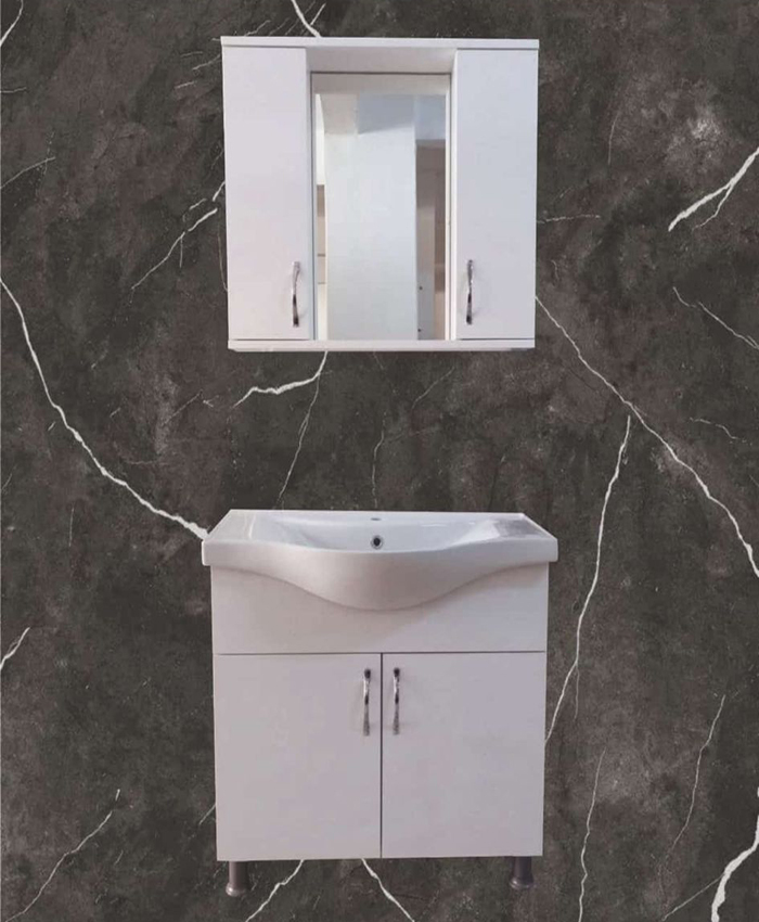 FULL MDF 80cm BANYO DOLABI SERAMİK TAŞ DAHİL